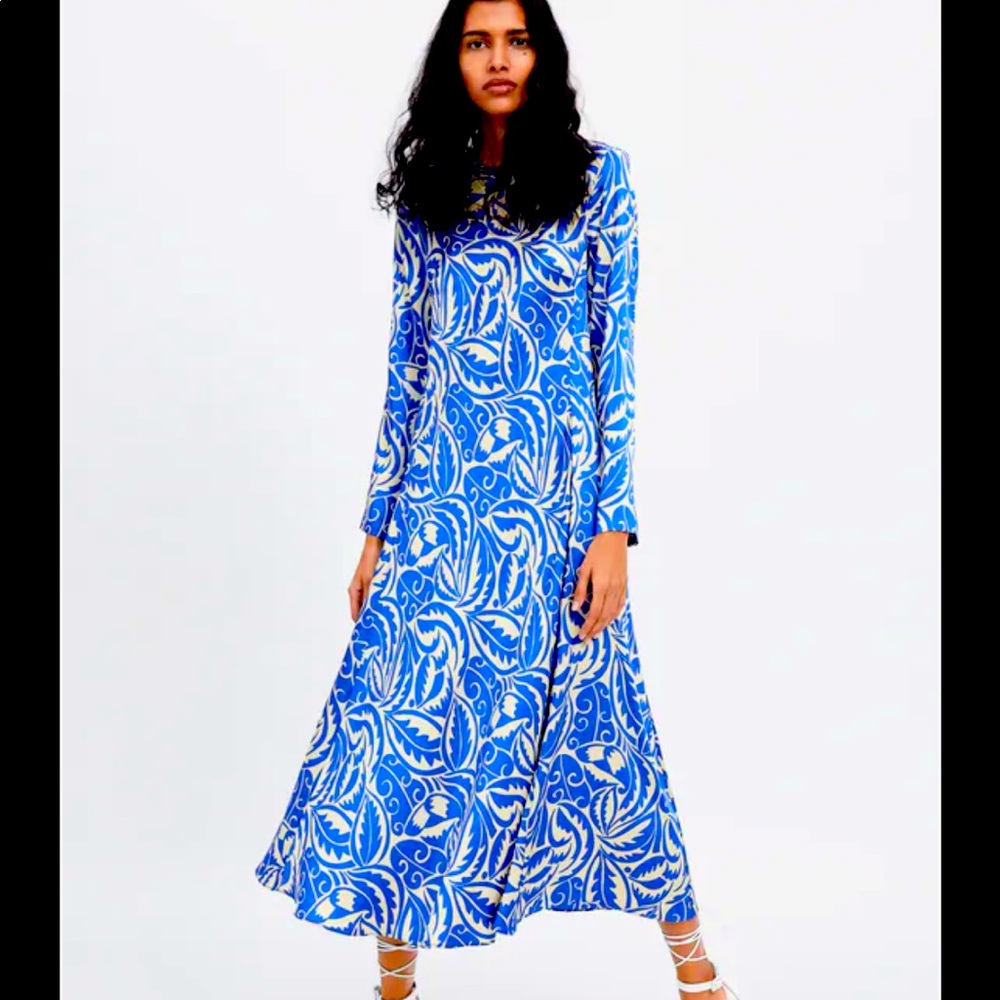 ZARA LONG PRINTED DRESS